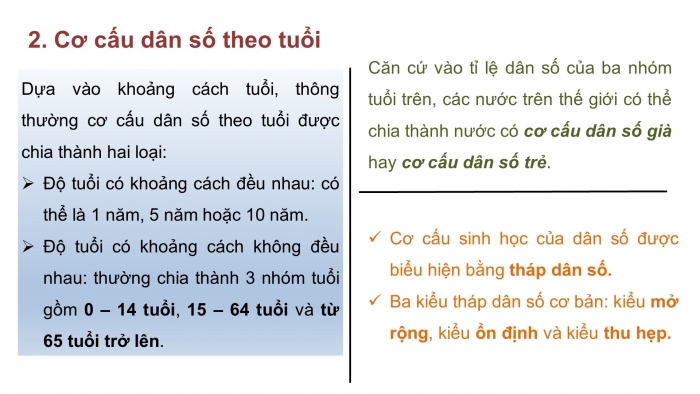 Giáo án điện tử địa lí 10 chân trời bài 20: Cơ cấu dân số