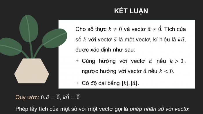 Giáo án điện tử toán 10 cánh diều bài 5: Tích của một số với một vectơ