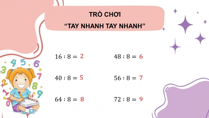 Giáo án điện tử toán 3 cánh diều tiết: Bảng chia 8