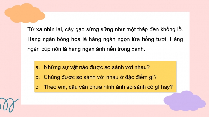 Giáo án điện tử tiếng việt 3 kết nối bài 6: Cây gạo. Tiết 3 – 4: Luyện từ và câu