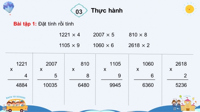 Giáo án điện tử toán 3 chân trời bài: Nhân số có bốn chữ số với số có một chữ số