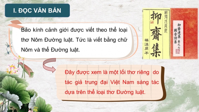 Giáo án điện tử ngữ văn 10 kết nối bài: Bảo kính cảnh giới