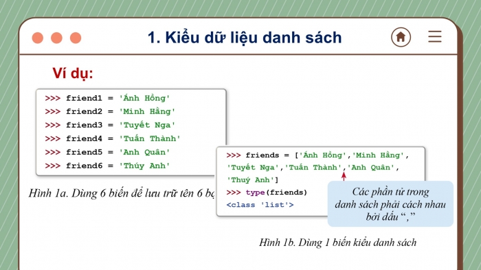 Giáo án điện tử tin học 10 cánh diều bài 14: Kiểu dữ liệu danh sách - xử lí danh sách (2 tiết)