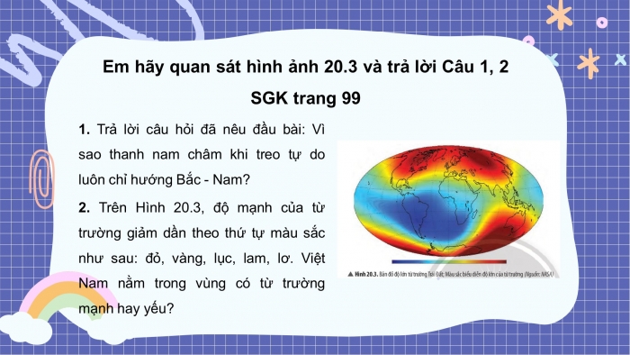 Giáo án điện tử KHTN 7 chân trời – Phần vật lí bài 20: Từ trường trái đất – sử dụng la bàn