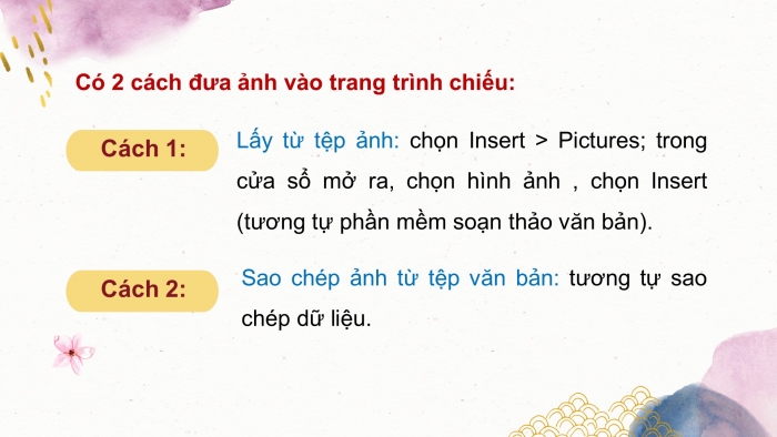 Giáo án điện tử tin học 7 chân trời bài 12: Sử dụng ảnh minh họa, hiệu ứng động trong bài trình chiếu