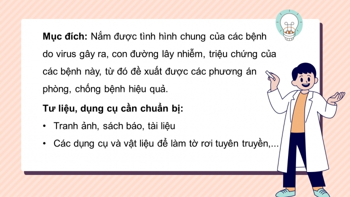 Giáo án điện tử sinh học 10 kết nối bài 26: Thực hành - Điều tra một số bệnh do virus & tuyên truyền phòng chống bệnh