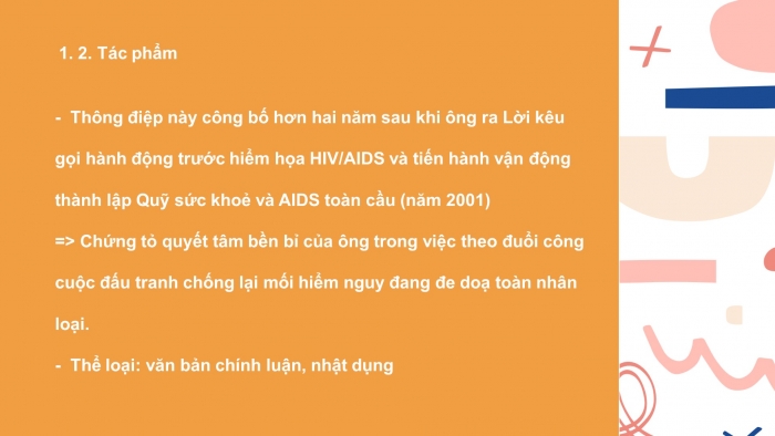 Giáo án điện tử Ngữ văn 12 bài: Thông điệp nhân Ngày Thế giới phòng chống AIDS, 1 - 12 - 2003