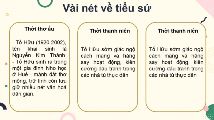 Giáo án điện tử Ngữ văn 12 bài: Việt Bắc (Phần tác giả)