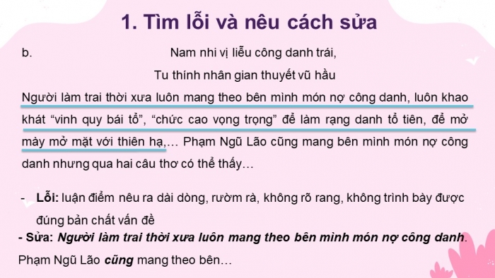 Giáo án điện tử Ngữ văn 12 bài: Chữa lỗi lập luận trong văn nghị luận