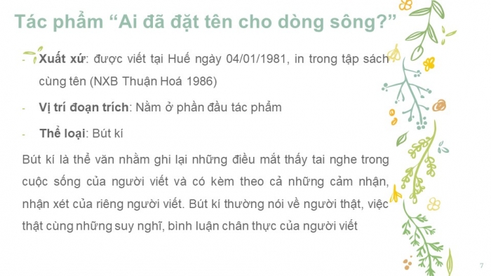 Giáo án điện tử Ngữ văn 12 bài: Ai đã đặt tên cho dòng sông? (trích)