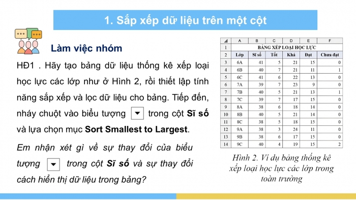 Giáo án điện tử Tin học 8 cánh diều Chủ đề E1 Bài 2: Sắp xếp dữ liệu