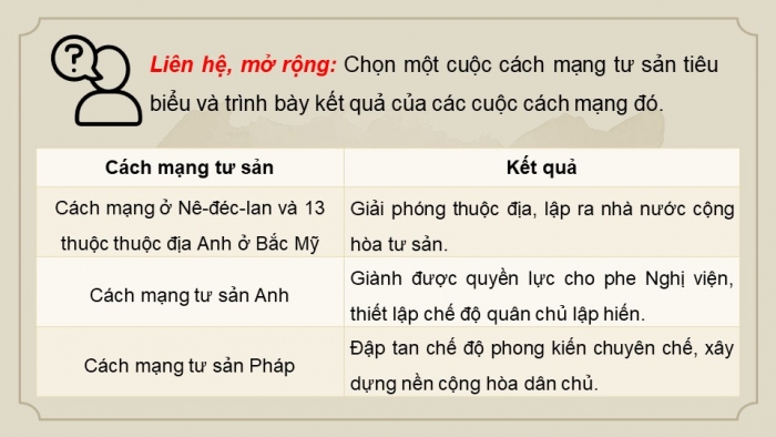 Giáo án điện tử Lịch sử 11 chân trời Bài 1: Một số vấn đề chung về cách mạng tư sản (P2)