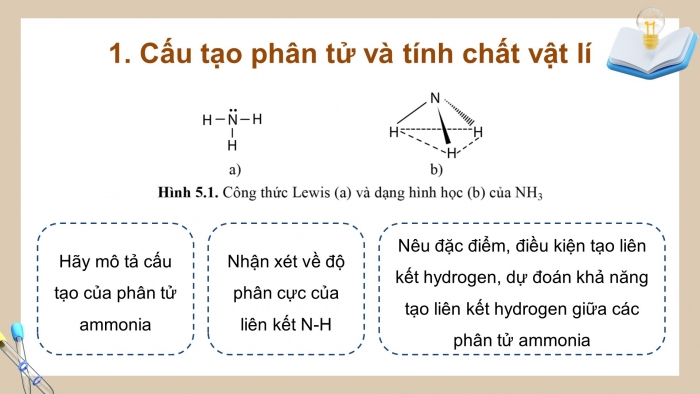 Giáo án điện tử Hoá học 11 cánh diều Bài 5: Một số hợp chất quan trọng của nitrogen (P1)
