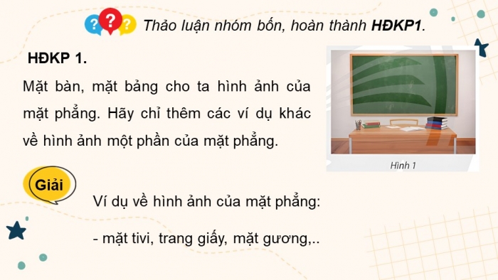 Giáo án điện tử Toán 11 chân trời Chương 4 Bài 1: Điểm, đường thẳng và mặt phẳng trong không gian