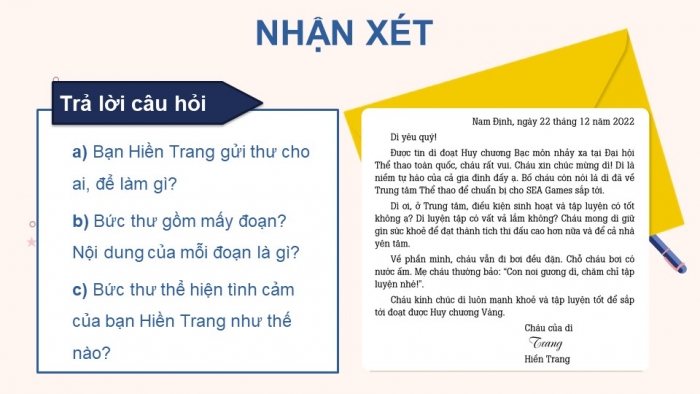 Giáo án điện tử Tiếng Việt 4 cánh diều Bài 9 Viết 2: Viết thư thăm hỏi