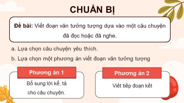 Giáo án điện tử Tiếng Việt 4 kết nối Bài 18 Viết tìm ý cho đoạn văn tưởng tượng