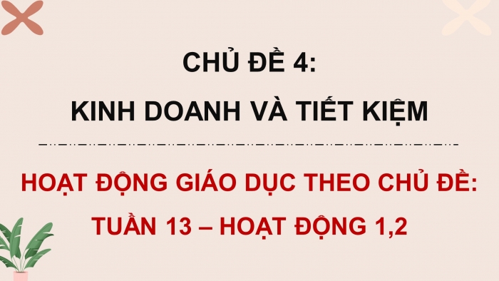 Giáo án điện tử HĐTN 8 chân trời (bản 2) Chủ đề 4: Kinh doanh và tiết kiệm - Hoạt động 1,2