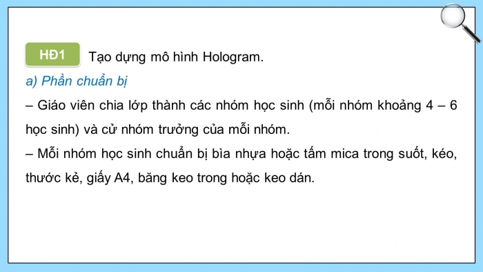 Giáo án điện tử Toán 8 cánh diều chủ đề 2: Thực hành tạo dựng hologram