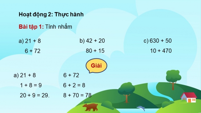 Giáo án điện tử bài 3: Cộng nhẩm, trừ nhẩm