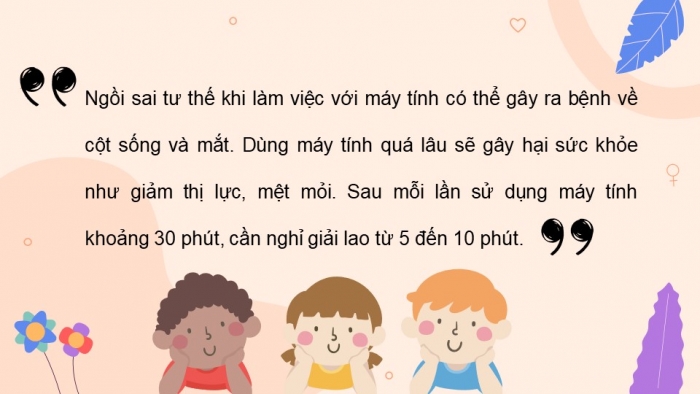 Giáo án điện tử bài 5: Bảo vệ sức khỏe khi dùng máy tính 