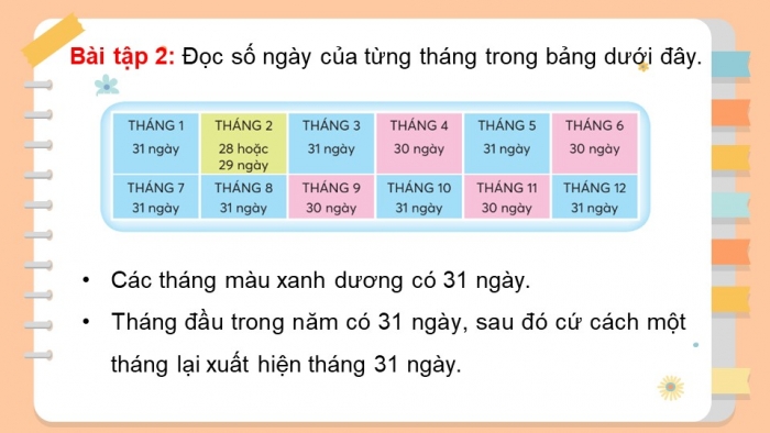 Giáo án điện tử toán 3 chân trời bài: Tháng, năm (2 tiết)