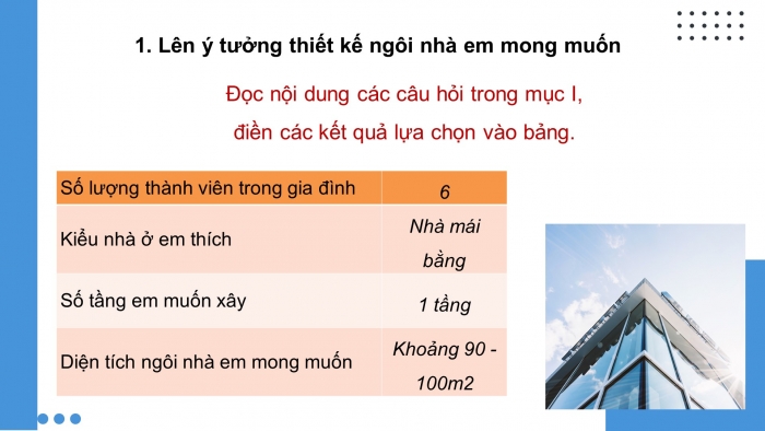 Giáo án điện tử công nghệ thiết kế 10 cánh diều bài 18: Dự án thiết kế ngôi nhà của em