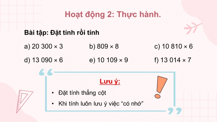 Giáo án điện tử toán 3 chân trời bài: Nhân số có năm chữ số với số có một chữ số