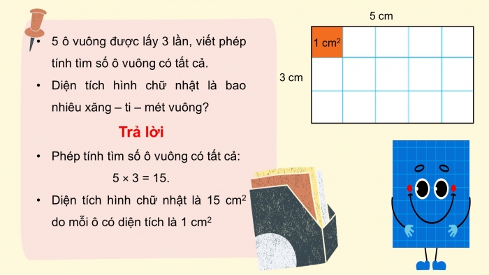 Giáo án điện tử toán 3 chân trời bài: Diện tích hình chữ nhật