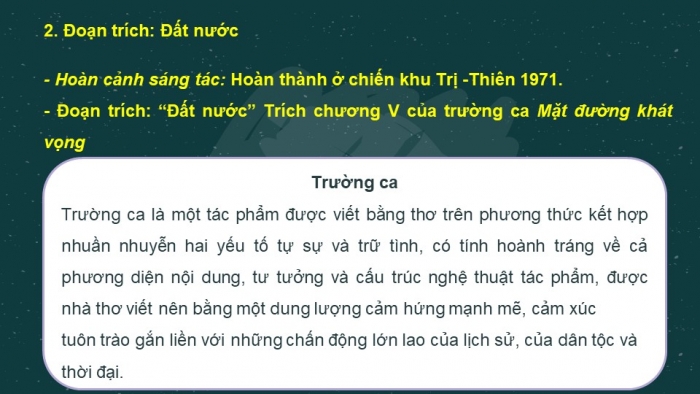 Giáo án điện tử Ngữ văn 12 bài: Đất Nước (trích trường ca Mặt đường khát vọng)