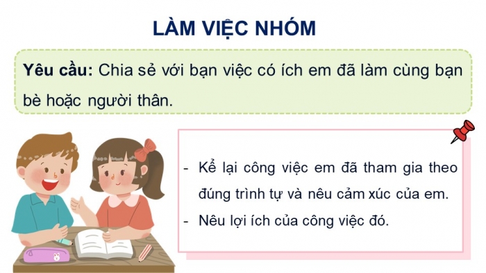 Giáo án điện tử Tiếng Việt 4 kết nối Bài 14 Nói và nghe: Việc làm có ích