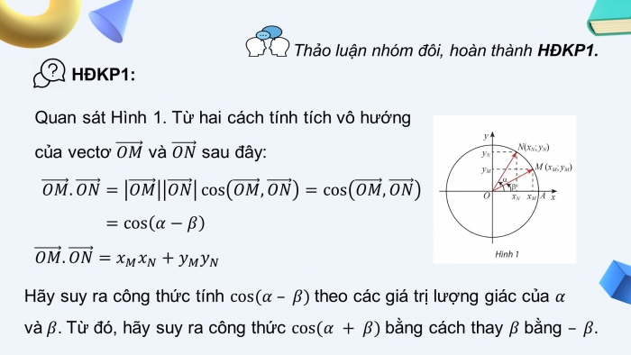 Giáo án điện tử Toán 11 chân trời Chương 1 Bài 3: Các công thức lượng giác