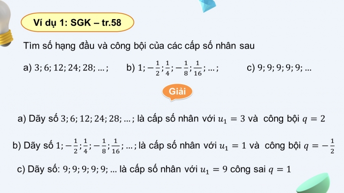 Giáo án điện tử Toán 11 chân trời Chương 2 Bài 3: Cấp số nhân