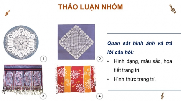 Giáo án điện tử Mĩ thuật 8 chân trời (bản 2) Bài 2: Trang trí khăn