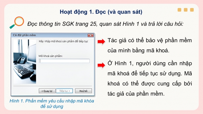 Giáo án điện tử Tin học 4 chân trời Bài 6: Sử dụng phần mềm khi được phép