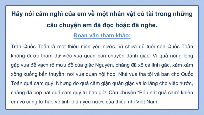 Giáo án điện tử Tiếng Việt 4 cánh diều Bài 8 Nói và nghe 1: Trao đổi: Tài năng con người