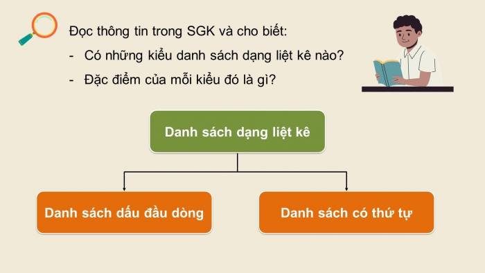 Giáo án điện tử Tin học 8 kết nối Bài 8a: Làm việc với danh sách dạng liệt kê và hình ảnh trong văn bản