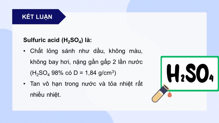 Giáo án điện tử Hoá học 11 chân trời Bài 7: Sulfuric acid và muối sulfate