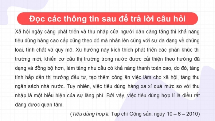 Giáo án điện tử Kinh tế pháp luật 11 kết nối Bài 8: Văn hóa tiêu dùng