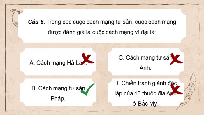 Giáo án điện tử Lịch sử 11 chân trời Nội dung thực hành Chủ đề 1: Cách mạng tư sản và sự phát triển của chủ nghĩa tư bản