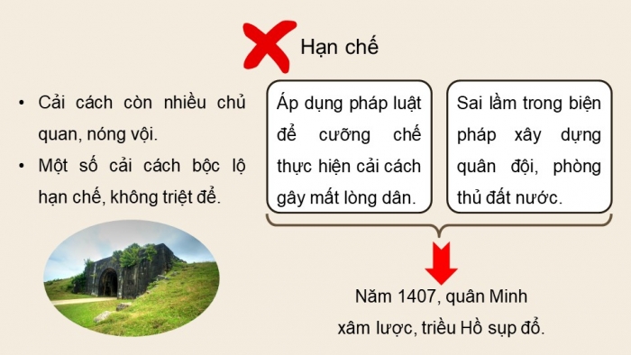 Giáo án điện tử Lịch sử 11 chân trời Bài 9: Cuộc cải cách của Hồ Quý Ly và Triều Hồ (Phần 2)