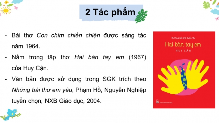 Giáo án điện tử ngữ văn 7 chân trời tiết: Đọc mở rộng theo thể loại: Con chim chiền chiện