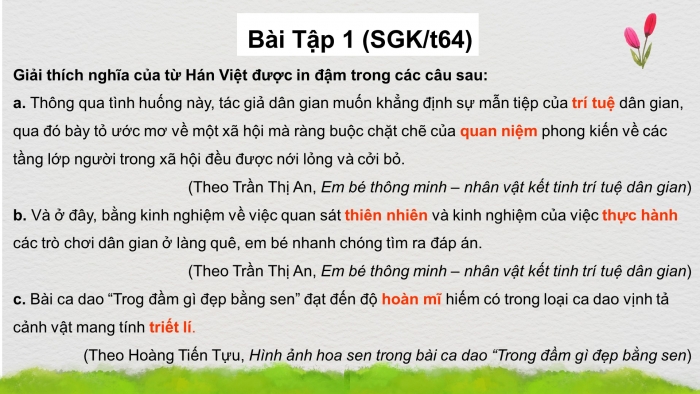 Giáo án điện tử ngữ văn 7 chân trời tiết: Thực hành tiếng Việt trang 64