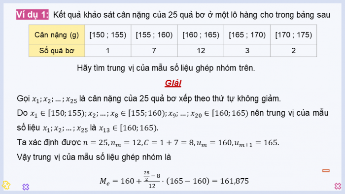 Giáo án điện tử Toán 11 chân trời Chương 5 Bài 2: Trung vị và tứ phân vị của mẫu số liệu ghép nhóm