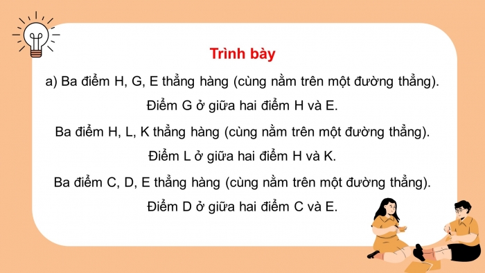 Giáo án điện tử toán 3 chân trời bài: Điểm ở giữa. trung điểm của đoạn thẳng