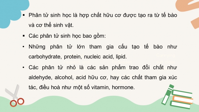 Giáo án điện tử sinh học 10 cánh diều bài 6: Các phân tử sinh học trong tế bào.