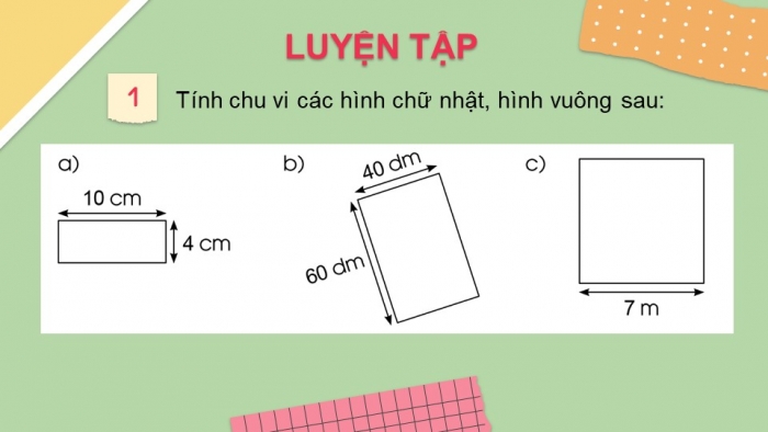 Giáo án điện tử toán 3 cánh diều bài: Chu vi hình chữ nhật, chu vi hình vuông