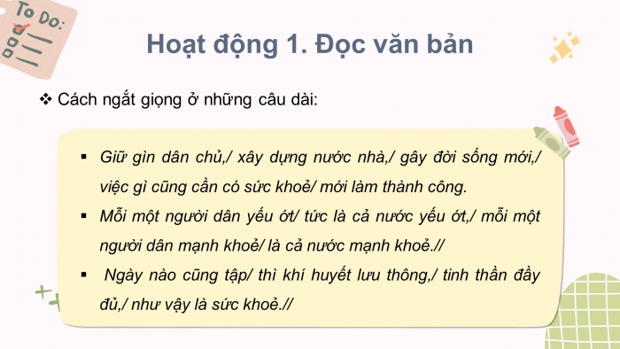 Giáo án điện tử tiếng việt 3 kết nối bài 9. Lời kêu gọi toàn dân tập thể dục. Tiết 1 – 2. Đọc