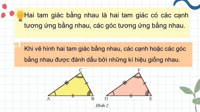 Giáo án điện tử toán 7 chân trời bài 2: Tam giác bằng nhau (6 tiết)