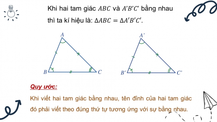 Giáo án điện tử toán 7 cánh diều bài 3: Hai tam giác bằng nhau