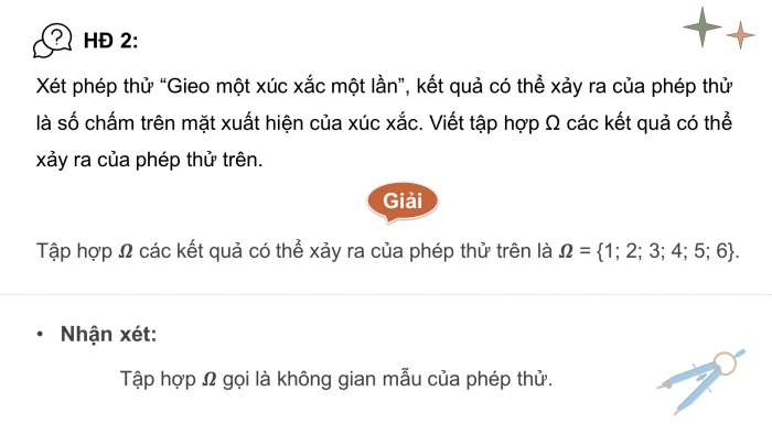 Giáo án điện tử toán 10 cánh diều bài 5: Xác suất của biến cố